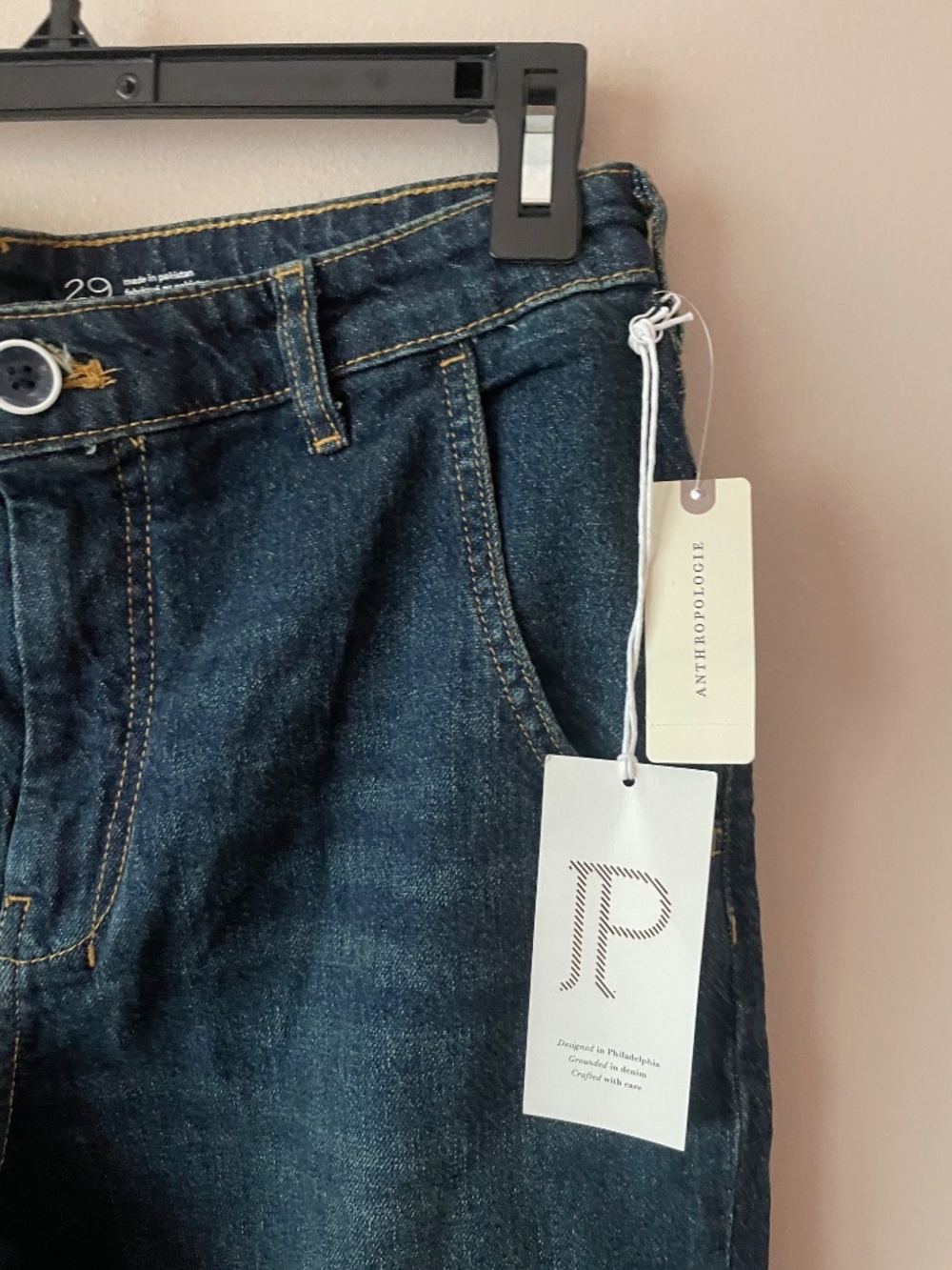 Anthropologie Pilcro Gilligan High-Rise Flare Jeans in Dark Denim - Picture 7 of 9